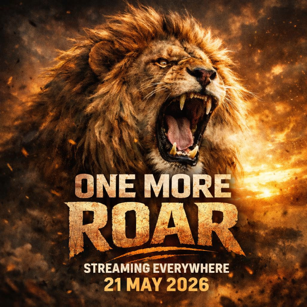 Image of a lion roaring with the text One More Roar